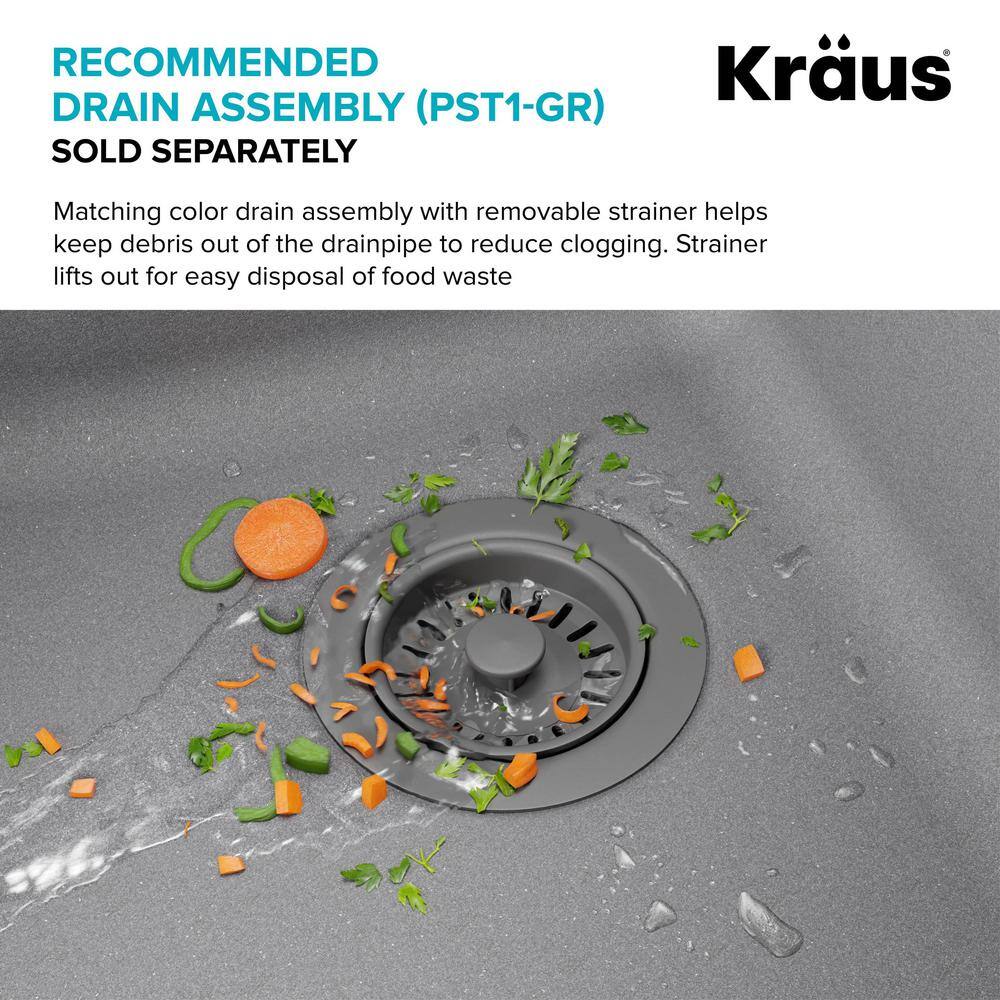 Gray 33-inch Dual Mount Double Bowl Granite Kitchen Sink