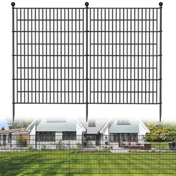 Justincity 48 in. Black No-Dig Metal Garden Fence Decorative