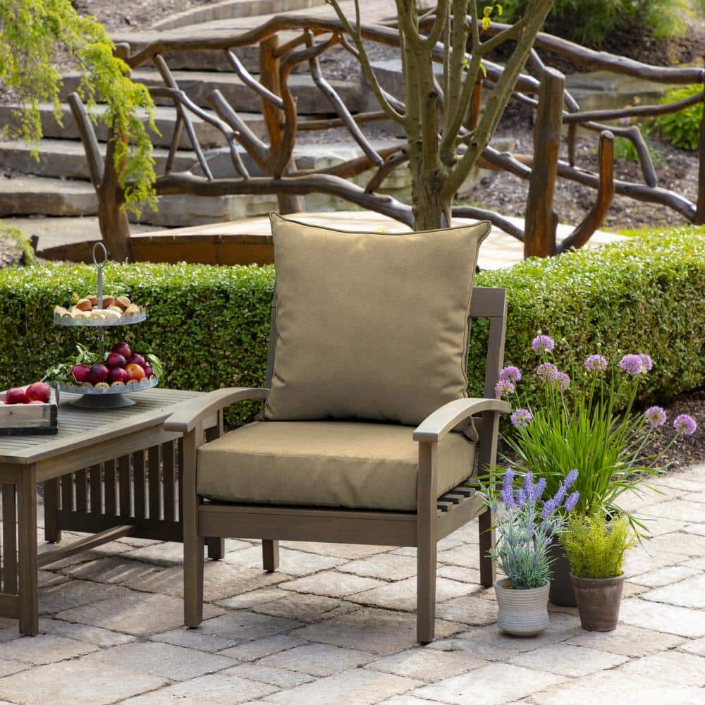 Tan Polyester Deep Seat Outdoor Cushion Set