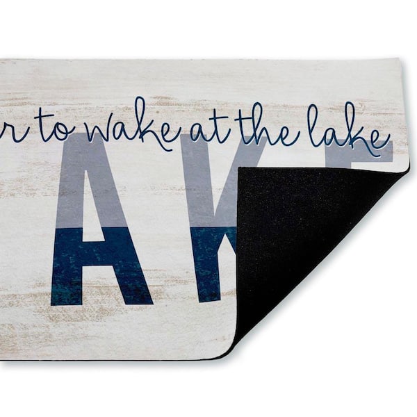 Better To Wake At Lake White 18 in. x 30 in. Polyester Non-Slip Outdoor Door Mat