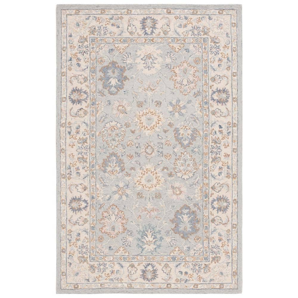 Martha Stewart Gray/Ivory 4 ft. x 6 ft. Border Floral Ornate Area Rug price history on PriceWatchPro
