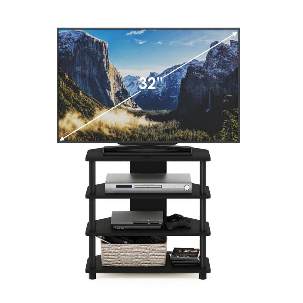 Blackwood Furinno Turn-N-Tube Easy Assembly 4-Tier Petite TV Stand 