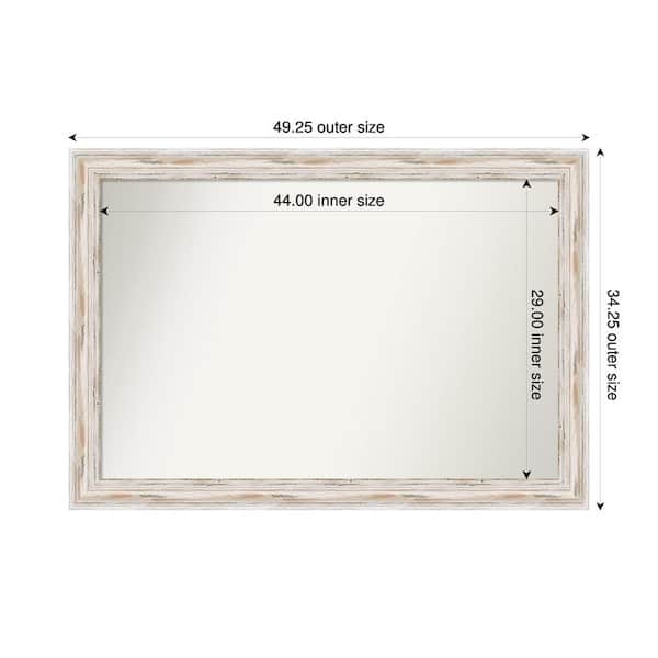 Amanti Art Alexandria Whitewash 49.25 in. x 34.25 in. Custom Non-Beveled Wood Framed Bathroom Vanity Wall Mirror
