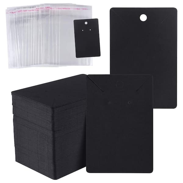 Unbranded 150 Set Earring Display Cards with Self-Seal Bags for DIY Ear Studs and Jewelry Display Black
