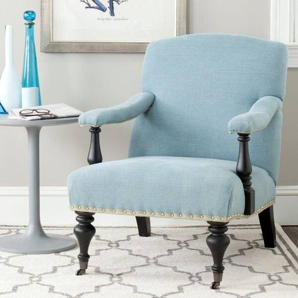 Safavieh Devona Light Blue/Black Linen Arm Chair