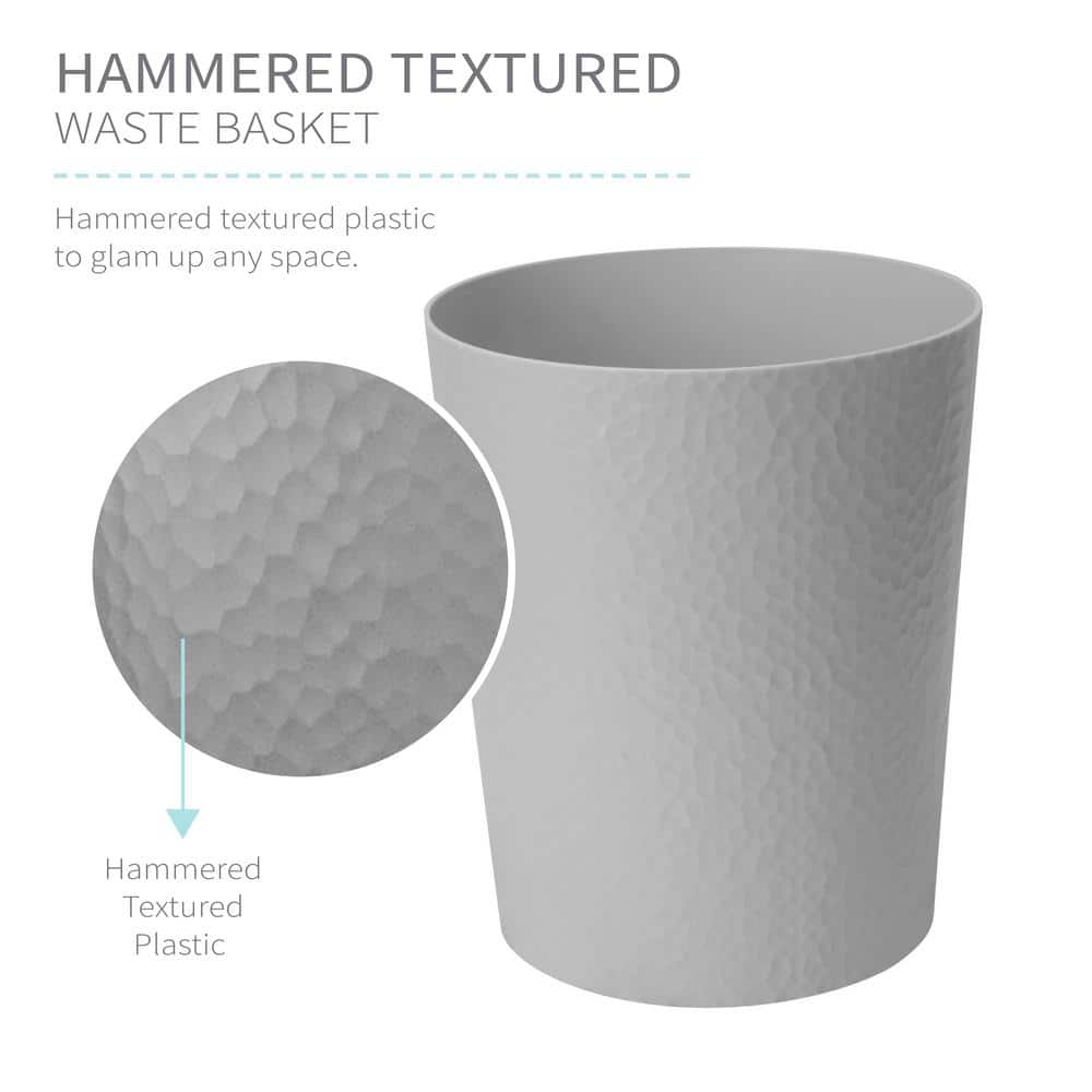 10 Liter Hammered Pewter Plastic Bathroom Trash Can