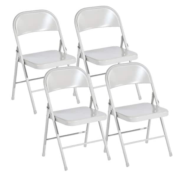 Friy Grey Industrial Folding Metal Dining Chairs, Modern & Space-Saving, Perfect for Apartments and Events (Set of 4)