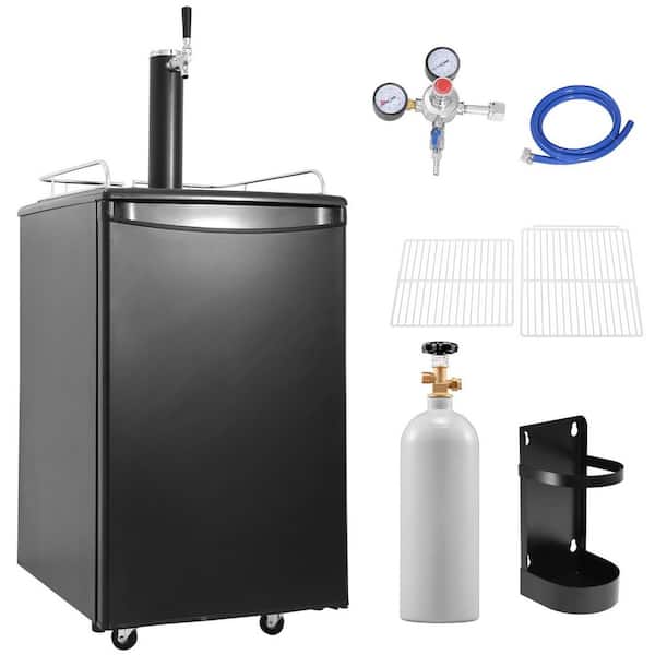 Single Tap Beer Kegerator, Full Size Keg Fridge, CO2 Cylinder, Drip Tray, 32°F-50°F, Fits 1/6,1/4,1/2 Barrels