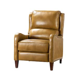 Hyde Modern Retro Genuine Cigar Genuine Leather Recliner with Nailhead Trim-Camel