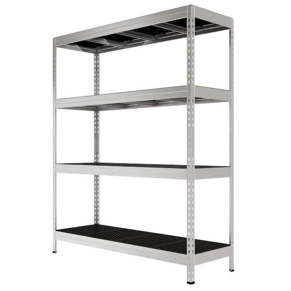 All-Road 4-Tier Steel Storage Shelving Unit in Silver, Washable Polypropylene Racks, Indoor/Outdoor Use, 59 x 20 x 71 in