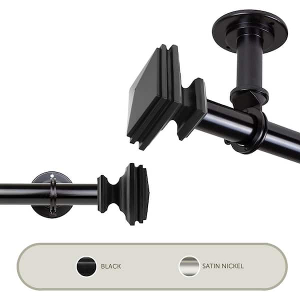Rod Desyne Bedpost Ceiling 28 in. - 48 in., 1 in. Dia Single Curtain Rod/ Room Divider in Black
