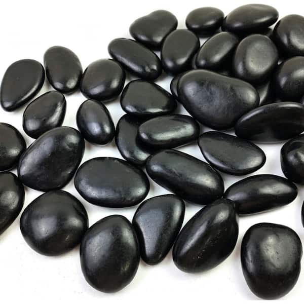 2-3 Inch Black Polished River Rocks, Decorative Landscape Rocks, 38 lbs
