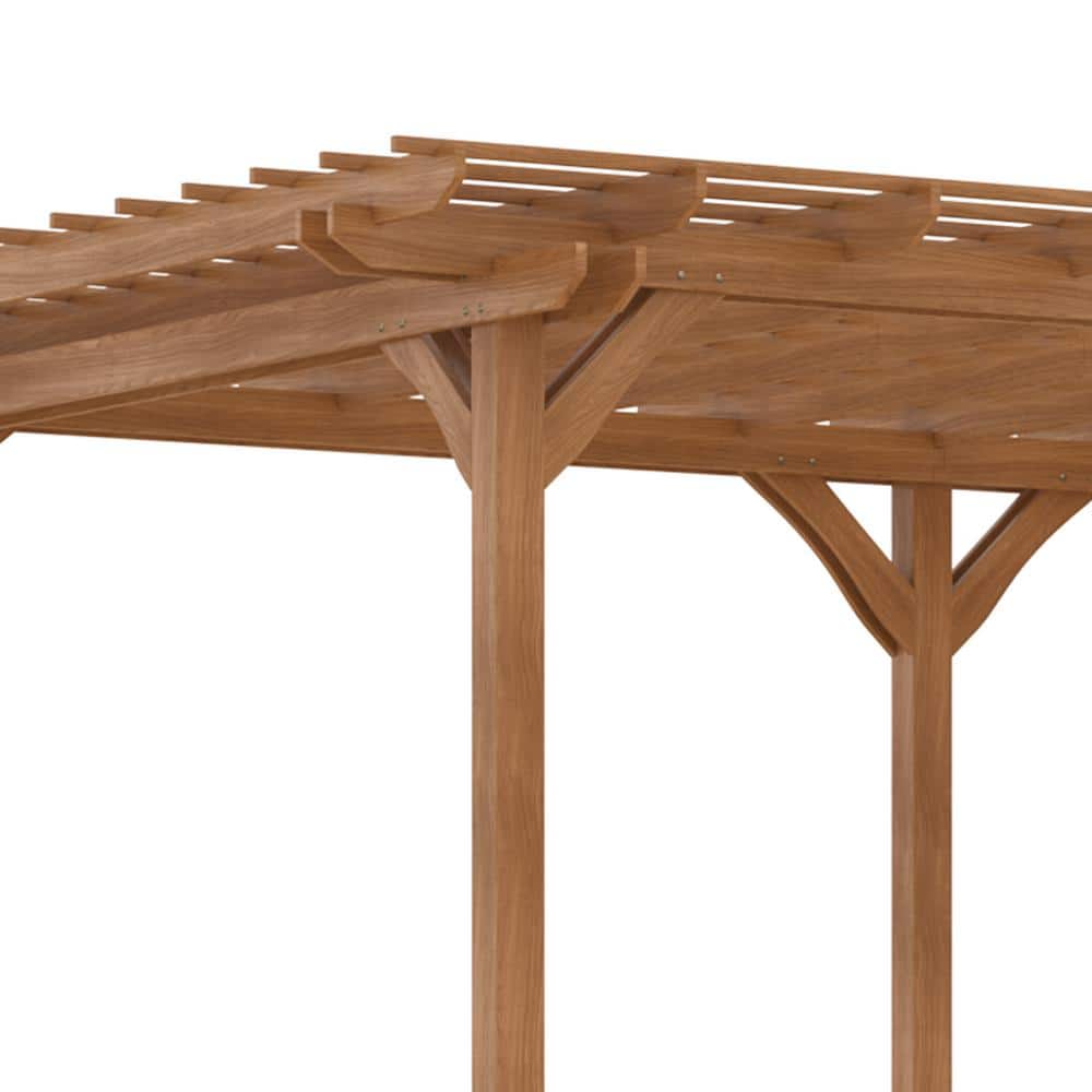 Large Brown Fir Wood Outdoor Pergola with Canopy