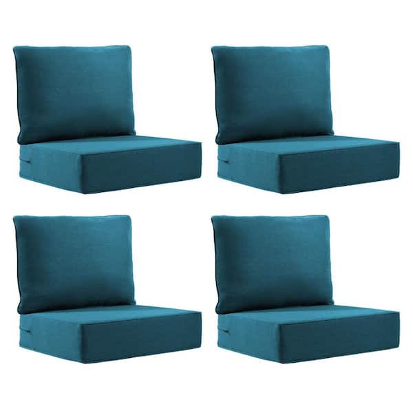 22 in. x 24 in. x 6 in. 8-Piece Olefin Deep Thick Seating Outdoor Lounge Chair Sofa Replacement Cushion in Peacock Blue