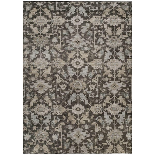 Chantille Machine Washable Indoor/Outdoor Abstract ACN2358 Chocolate 5 ft. x 7 ft. 6 in. Area Rug