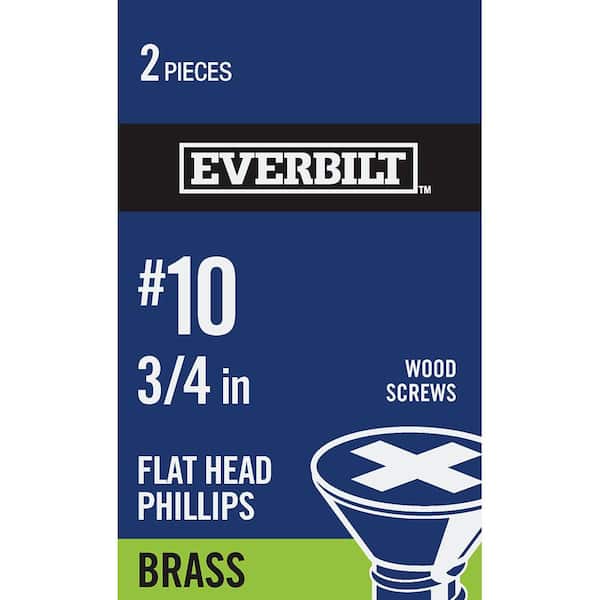 #10 x 3/4 in. Brass Phillips Flat Head Wood Screw (2-Pack)
