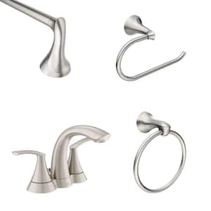 Darcy 3-Piece Bath Hardware Set with 4 in. Centerset 2-Handle Bathroom Faucet Combo Kit in Spot Resist Brushed Nickel
