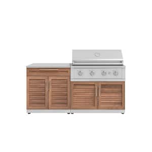 Stainless Steel 4-Piece 72 in. W x 47.5 in. H x 24 in. Outdoor Kitchen Grove Cabinet Set with Countertop
