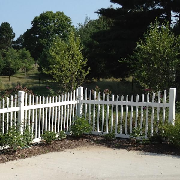 Weatherables Stratford 5 ft. x 8 ft. White Vinyl Picket Fence Panel Kit