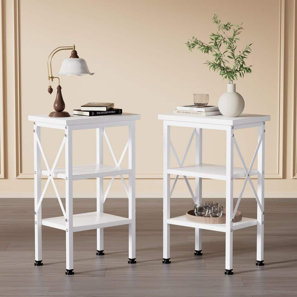 2-Pack Nightstands with Storage, MDF X-Design White Bedside End Tables for Small Space Accent Furniture price history on PriceWatchPro