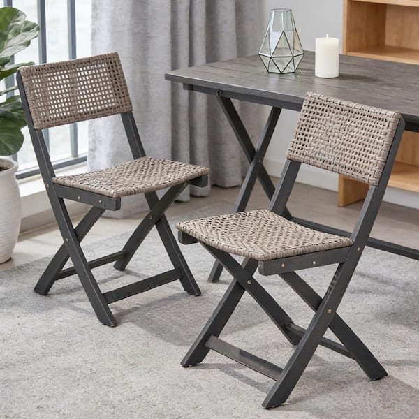 Coporesell Grey and Brown Outdoor Dining Chair Set of 2