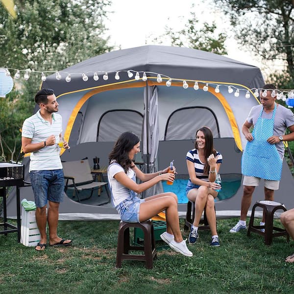 Zeus & Ruta 8-Person Gray Waterproof Windproof Camping Tent Easy