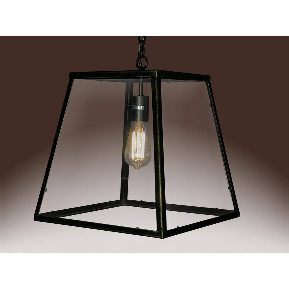 Minerva 16" Black Antique Metal Edison Pendant Lamp with Clear Glass Shade