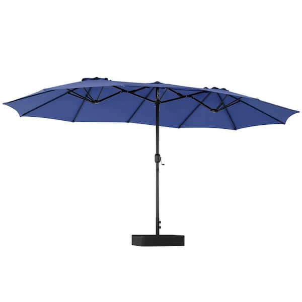 FIRNEWST 15ft Large Patio Umbrella with Base Included, Rectangle Table Umbrella Outdoor Patio, Outside Umbrellas in Blue