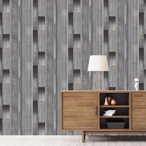 TexStyle Collection Black and Grey Agen Stripe Metallic Finish Non-Pasted on Non-Woven Paper Wallpaper Roll