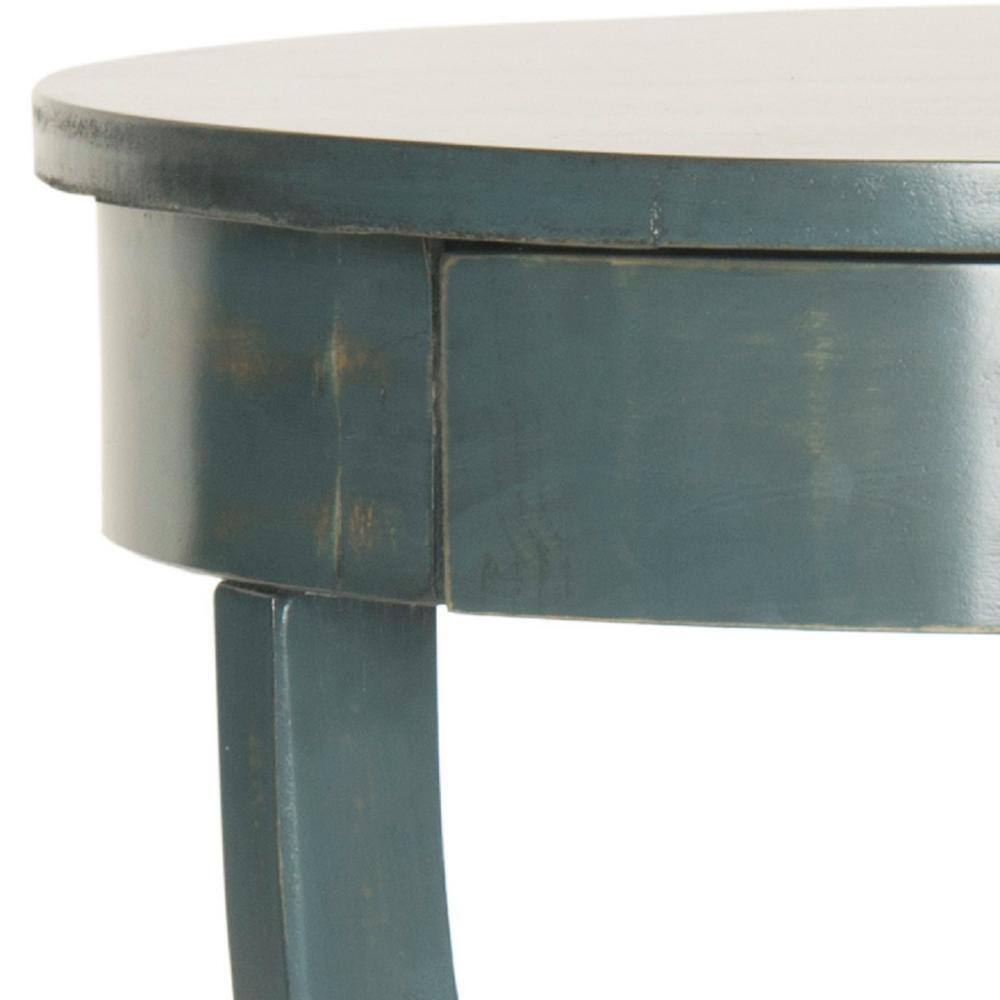 Kendra Round Dark Teal Wood and Metal Accent Table