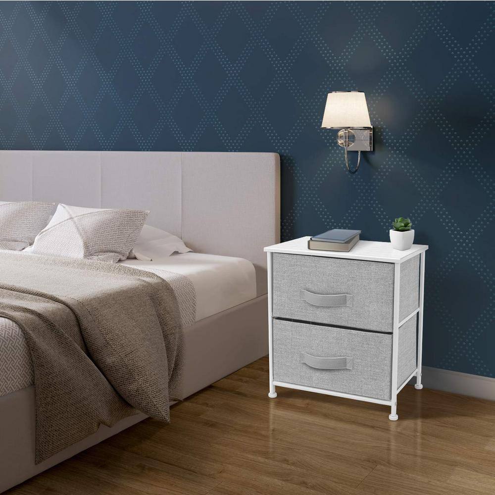 White Industrial Vertical Nursery Nightstand with Extra Deep Drawer