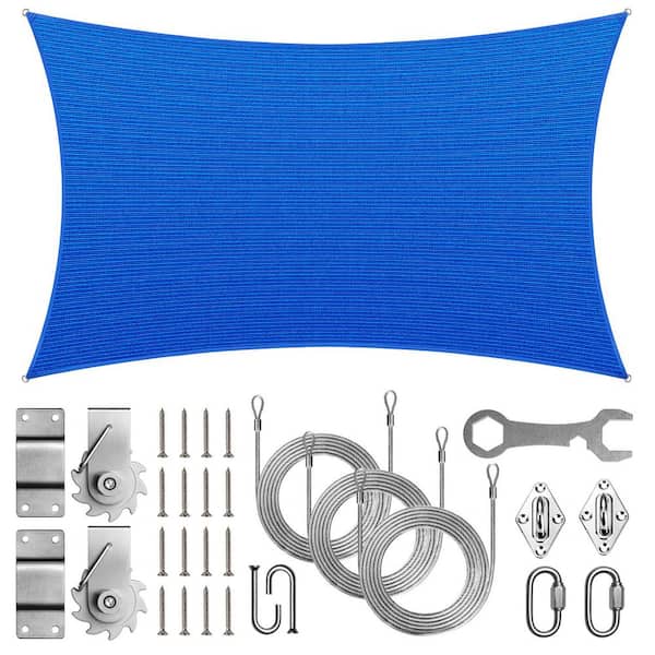 10 ft. x 16 ft. Rectangle Sunshade Sail with Hardware TAWAL-Blue
