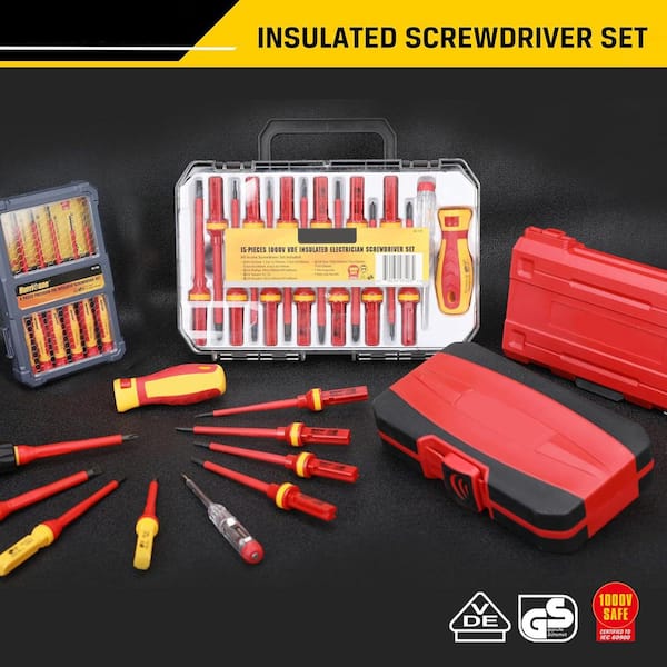 YICHUHAOXI Insulated 15 in. Shank 15 Bit Red Insulated Screwdriver