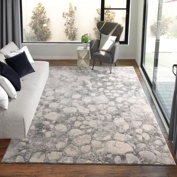 Blayne Basalt Gray Camouflage 6 ft. x 9 ft. Geometric Indoor Area Rug