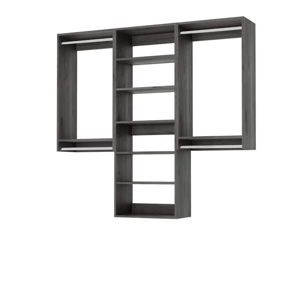 Classic 75-75 in. W Grey Closet Kit Double Hanging Kit Wall-Mounted 11-Shelf Wood Closet System price history on PriceWatchPro