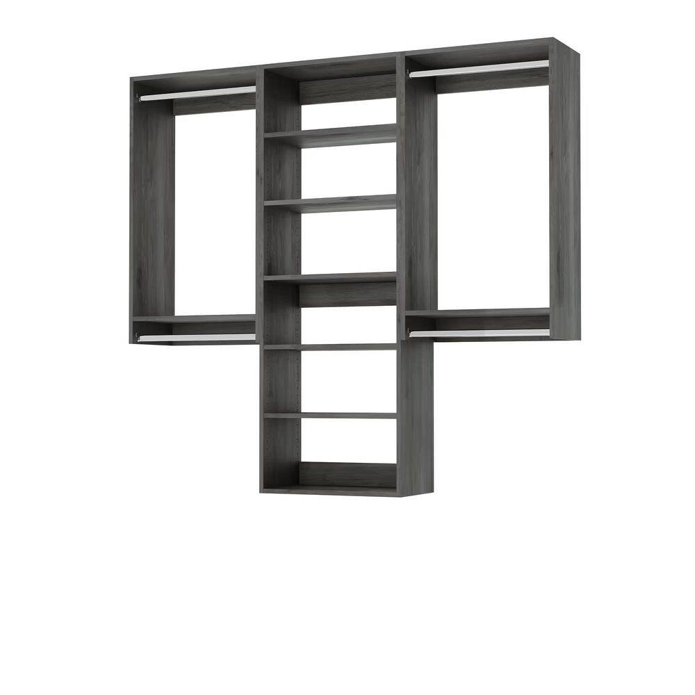 Classic 78-78 in. W Grey Closet Kit Double Hanging Kit Wall-Mounted 11-Shelf Wood Closet System price history on PriceWatchPro
