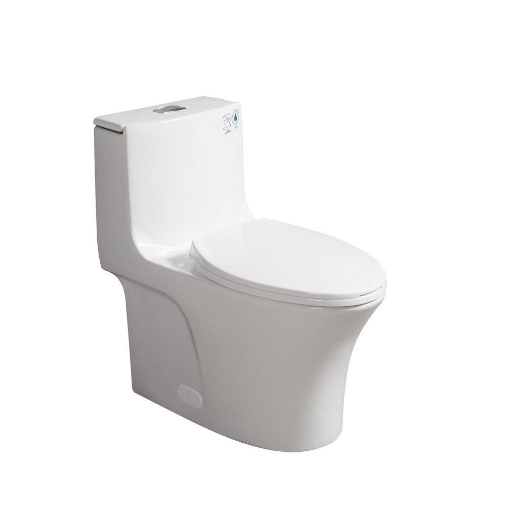 One-Piece Elongated Dual-Flush Toilet, 1.1/1.6 GPF, Glossy White, Soft-Close Seat price history on PriceWatchPro