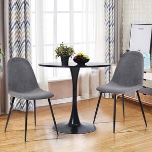 Gray Upholstered Fabric Leisure Accent Chairs Side Chair in Steel (Set of 4)