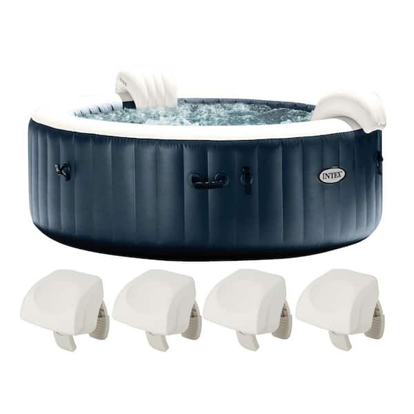 Intex PureSpa Plus 6-Person Portable Inflatable Hot Tub Spa, 85 x 28", w/4 Foam Headrest Pillows