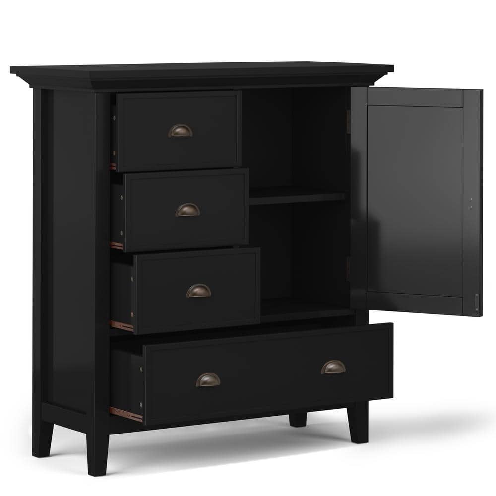 Redmond Solid Pine Black Freestanding Office Storage Cabinet