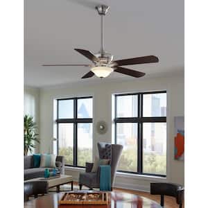 Camhaven v2 52 in. Integrated LED Brushed Nickel Ceiling Fan with Frosted White Glass Bowl Light Kit and Remote Control