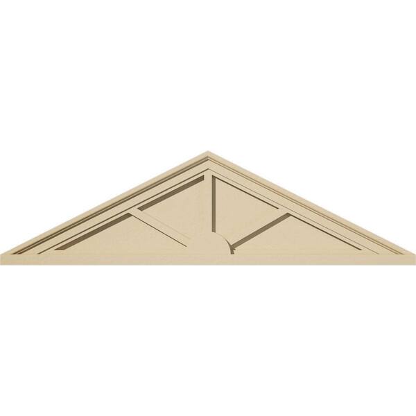 Ekena Millwork 40-in. W x 11-in. H x 2-in. P (Pitch 6/12) Peaked Cap 3 Spoke Signature Urethane Pediment, Primed Tan