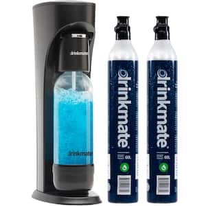 Black Sparkling Water and Soda Maker Machine Bubble Up Bundle with 2 60L CO2 Cartridges
