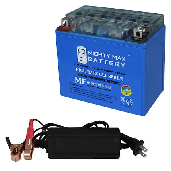 MIGHTY MAX BATTERY YTX12-BS GEL Replacement Battery Compatible with Polaris 200 RZR 2022 + 12V 2Amp Charger