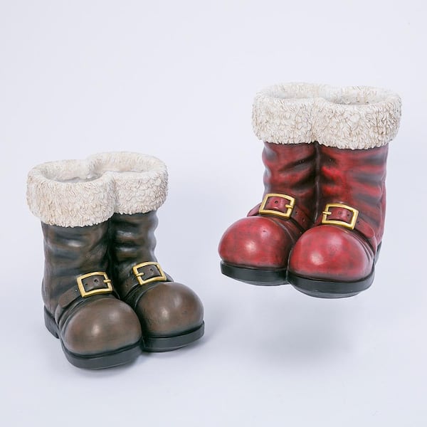 GERSON INTERNATIONAL 12.5 in. H Assorted Magnesium Santa Boots (Set of 2)