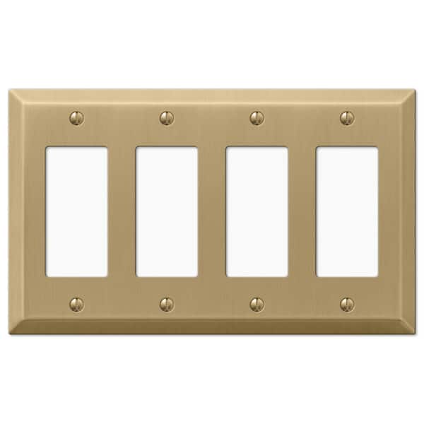 Metallic 4 Gang Rocker Steel Wall Plate - Brushed Bronze