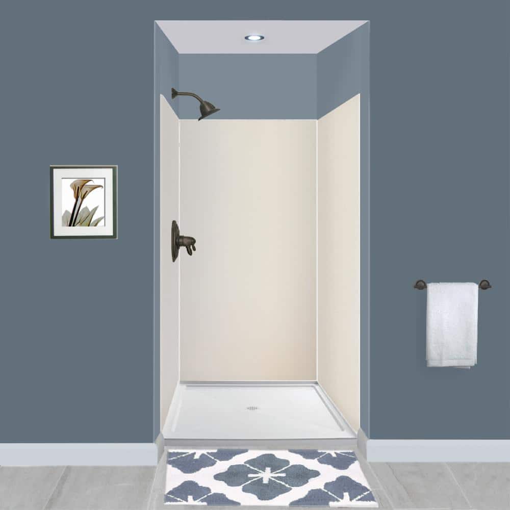 Transolid Expressions 36 in. x 36 in. x 72 in. 3Piece Easy Up Adhesive Alcove Shower Wall