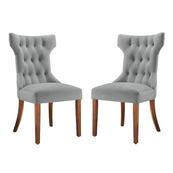 Dorel Living Clairborne Gray Microfiber Tufted Dining Chairs (Set of 2)