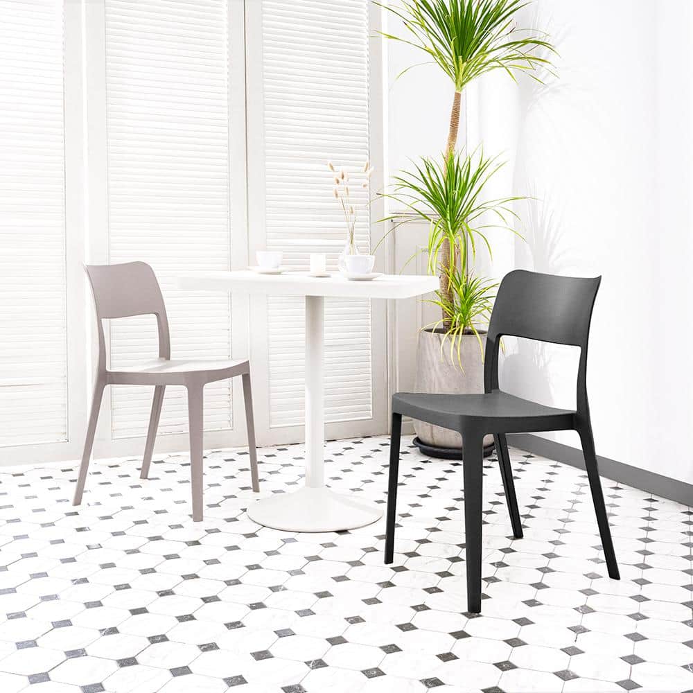 Taupe Lagoon Stackable Armless Patio Chairs, Set of 2