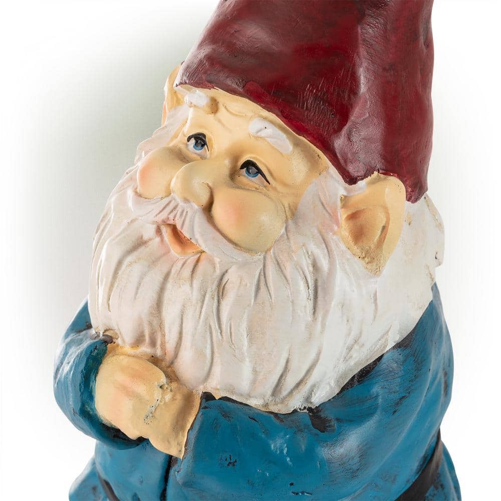 12" Colorful Polystone Bearded Garden Gnome Statue with Red Hat